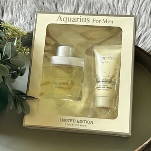 Limited Edition Aquarius For Men Cologne & After Shave Cream Set NEW